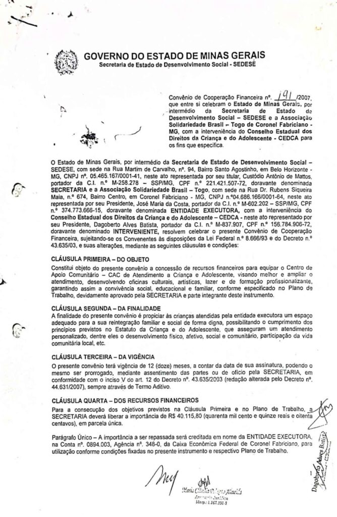 thumbnail of SEDESE Convênio 191-2007